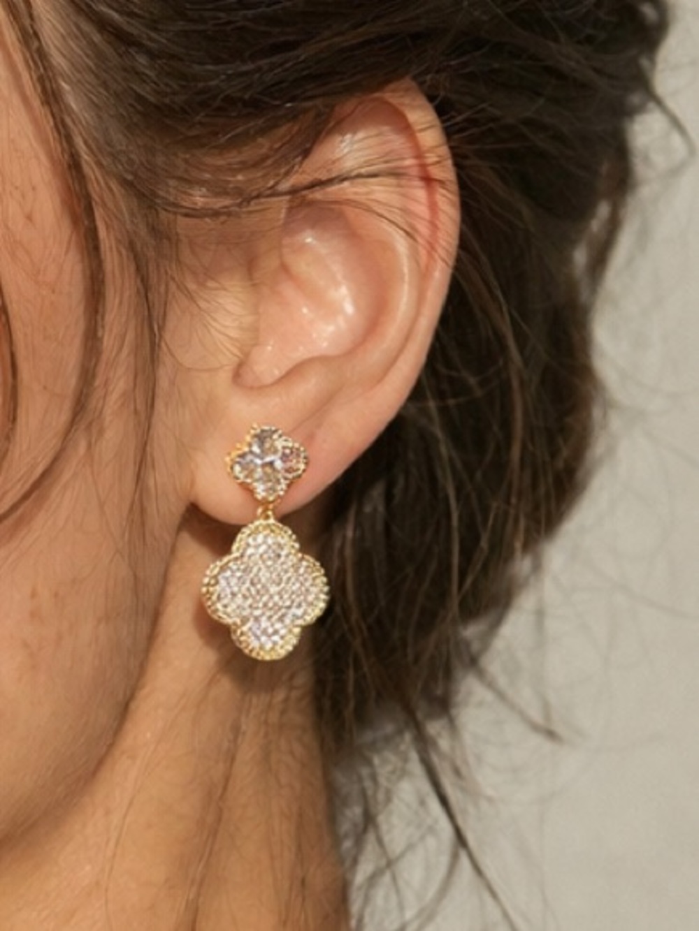 Gold Clover Drop Earrings - Women Jewelry